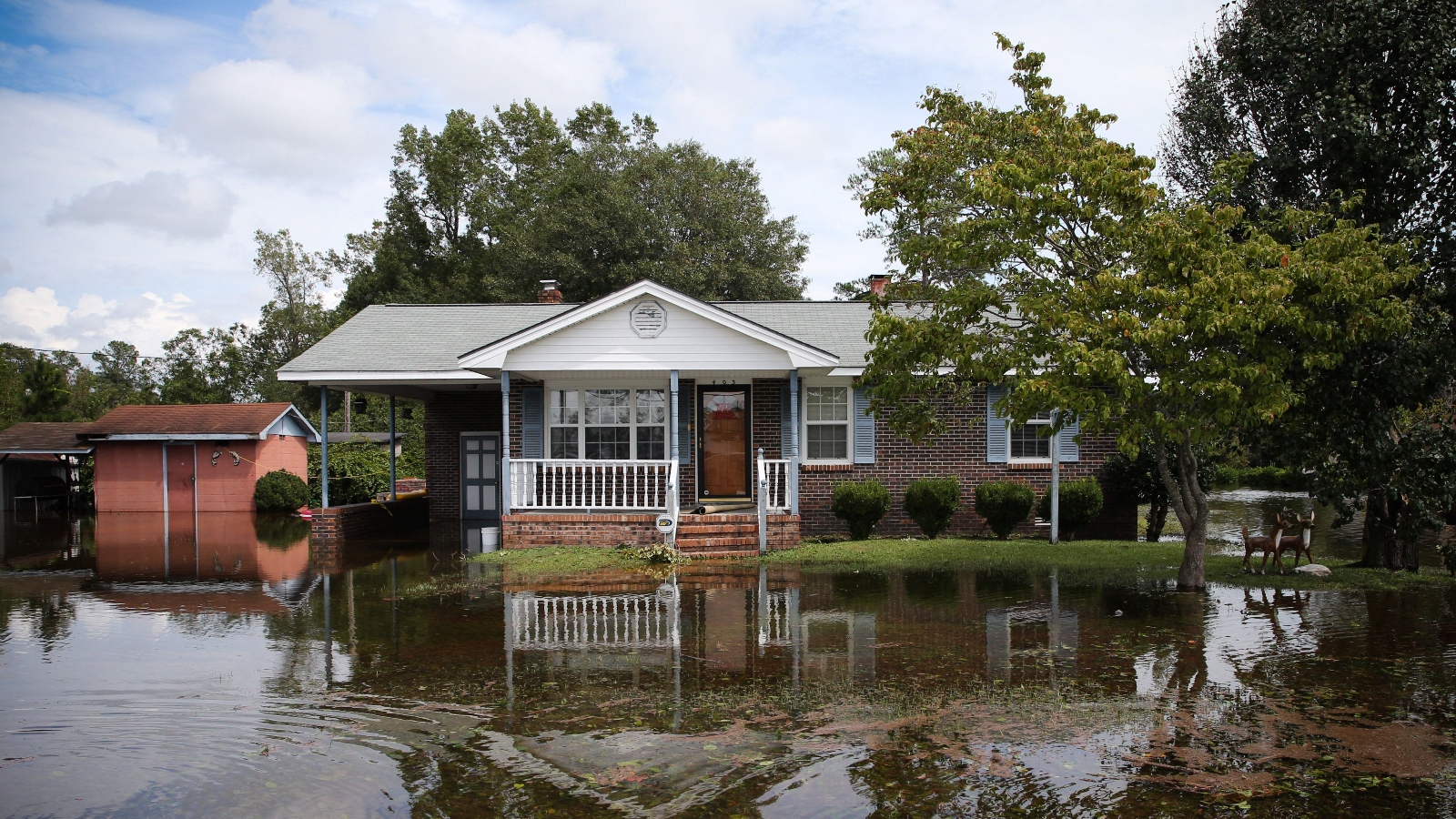 A flooded house in Lumberton, North Carolina, in the aftermath of Hurricane Florence in 2018.