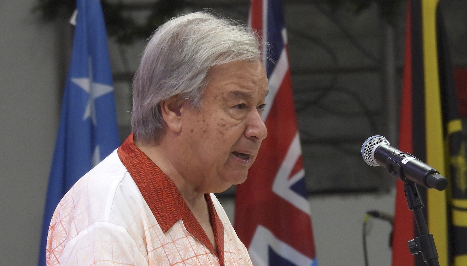 UN Secretary General speaks at the Pacific Islands Forum in Tonga in 2024.