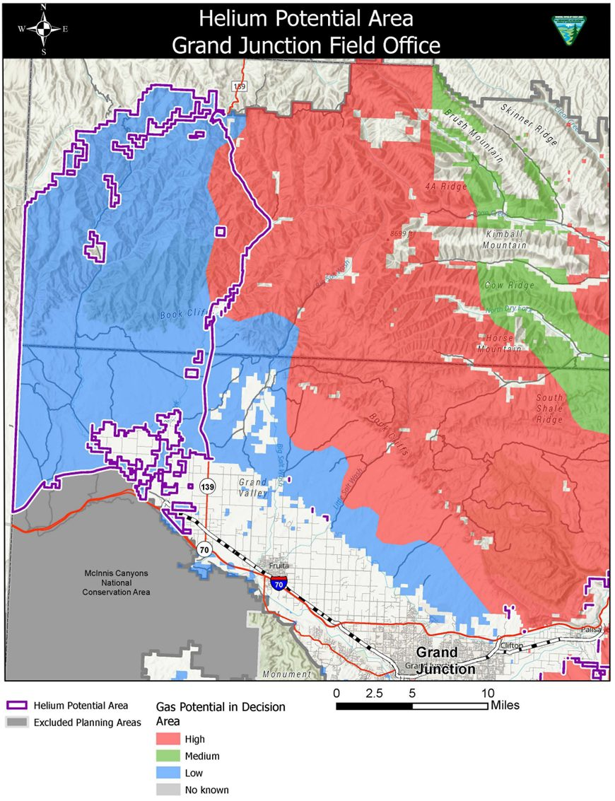 A map showing the area in Colorado for the helium recovery