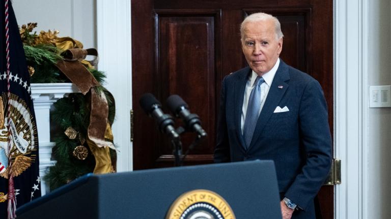 President Joe Biden delivers remarks on the latest developments in Syria from the Roosevelt Room of the White House on December 9, 2024 in Washington, DC.