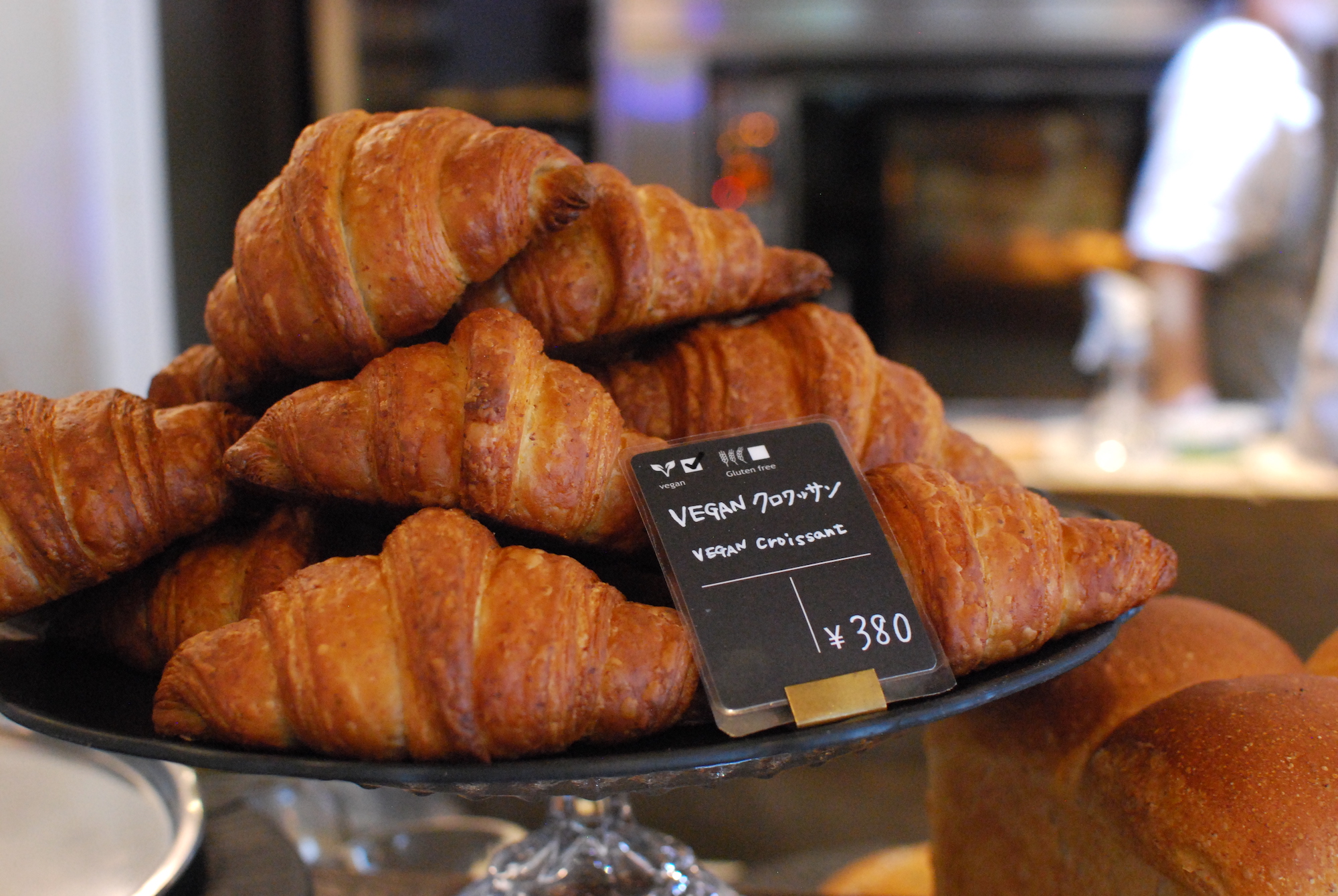 A large platter of vegan croissants for sale in Japan