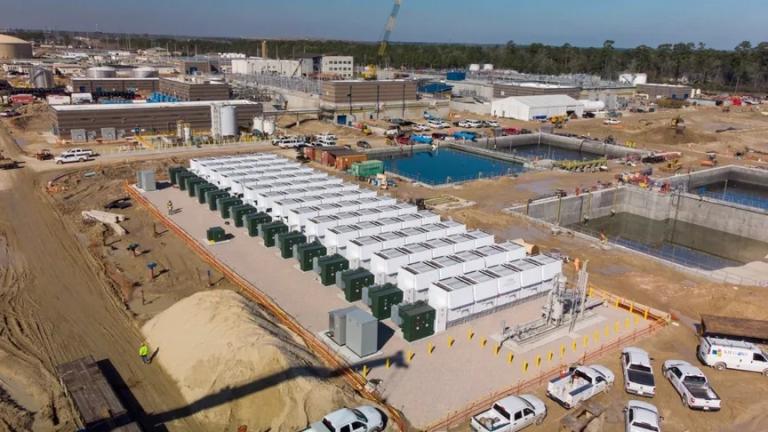 An overhead view of a treatment plant