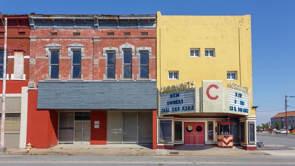 A block of abandoned buildings