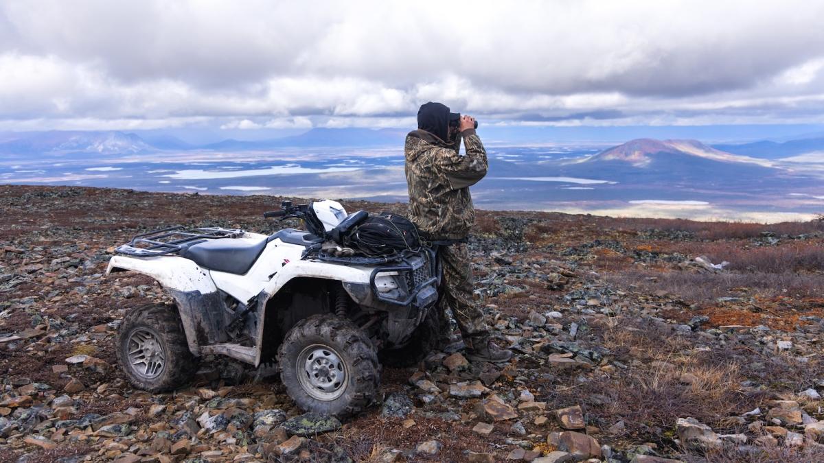 A Gwich'in hunter keeps an eye out for the Porcupine caribou herd just outside the Arctic National Wildlife Refuge in Alaska.