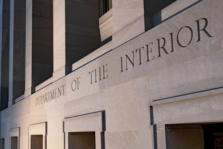 The facade of the Department of Interior building is seen in Washington, D.C.
