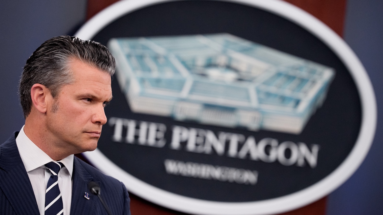 U.S. Defense Secretary Pete Hegseth appears during a news conference at the Pentagon