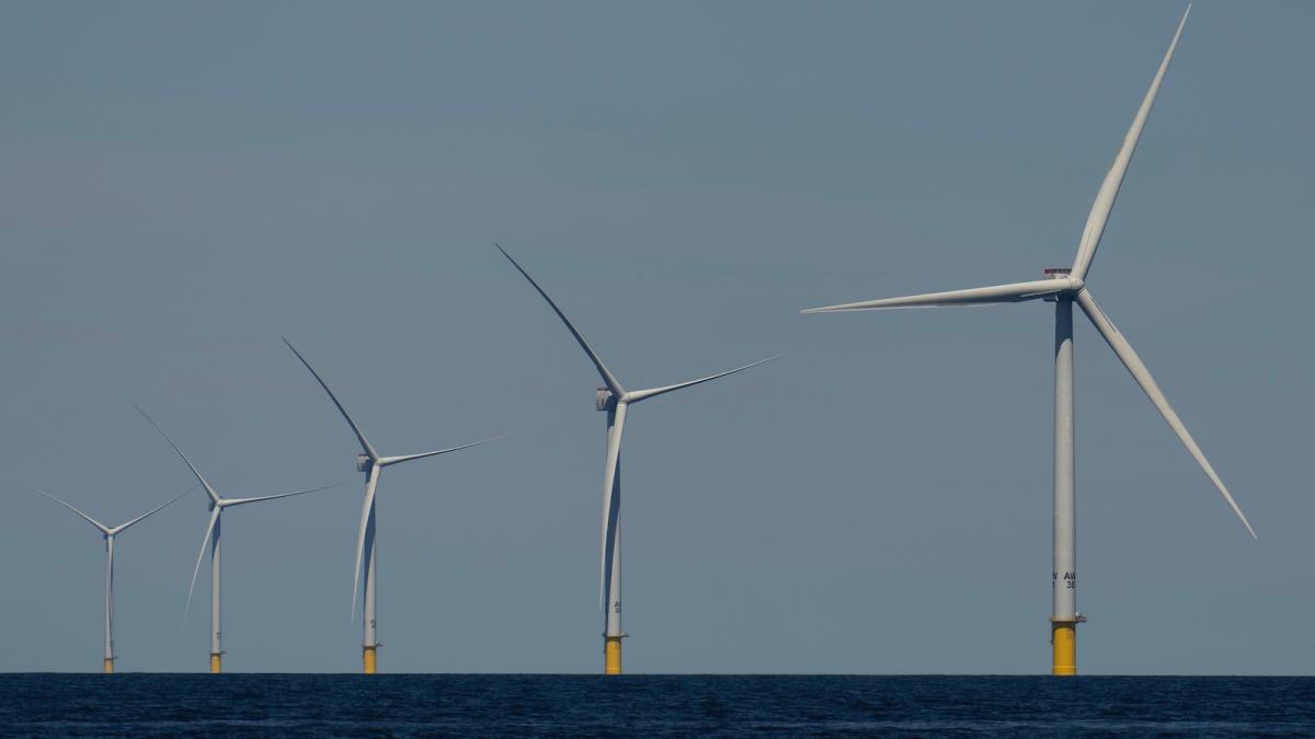 Wind turbines operate at Vineyard Wind 1 offshore wind farm off the coast of Massachusetts, Saturday, July 19, 2025.