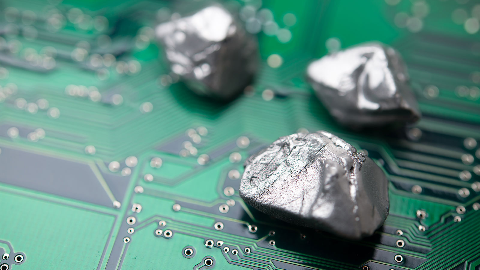 minerals on top of a computer chip