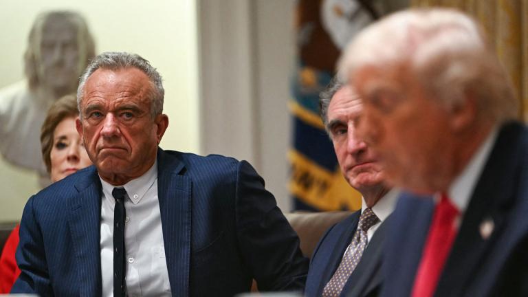Robert F. Kennedy Jr. looking at Donald Tr*mp during a cabinet meeting