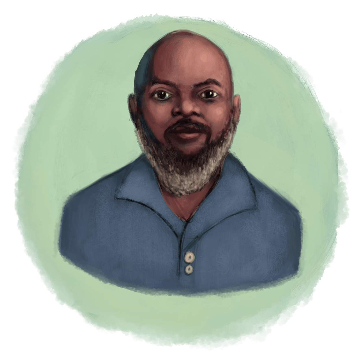 An illustration of a bald Black man