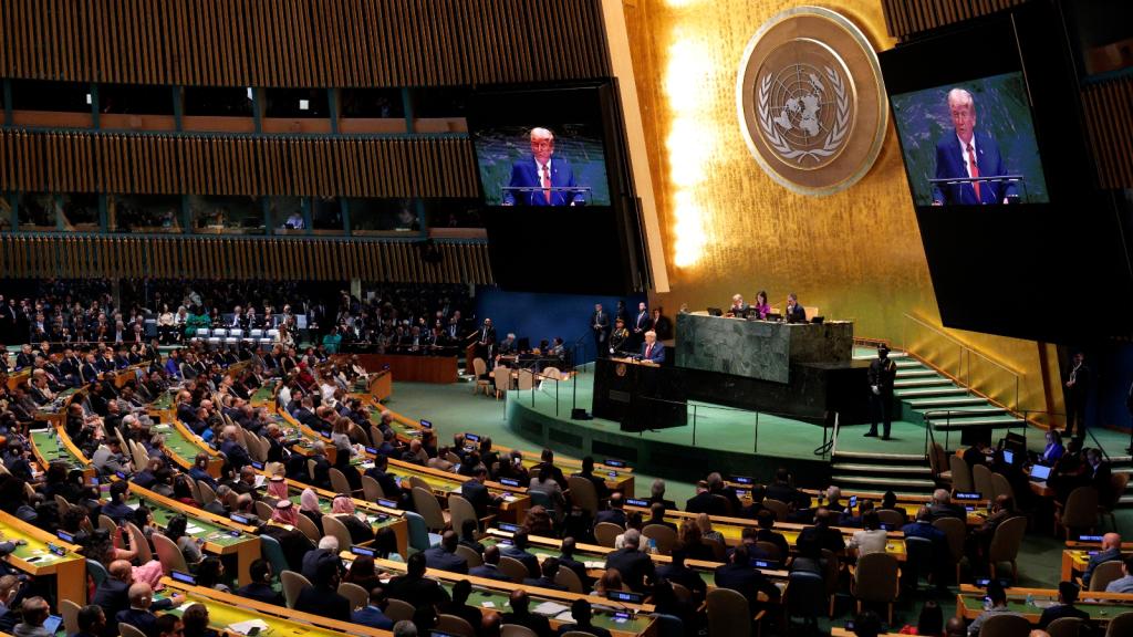 President Donald Trump speaks during the 80th session of the United Nations General Assembly on September 23, 2025, in New York City.