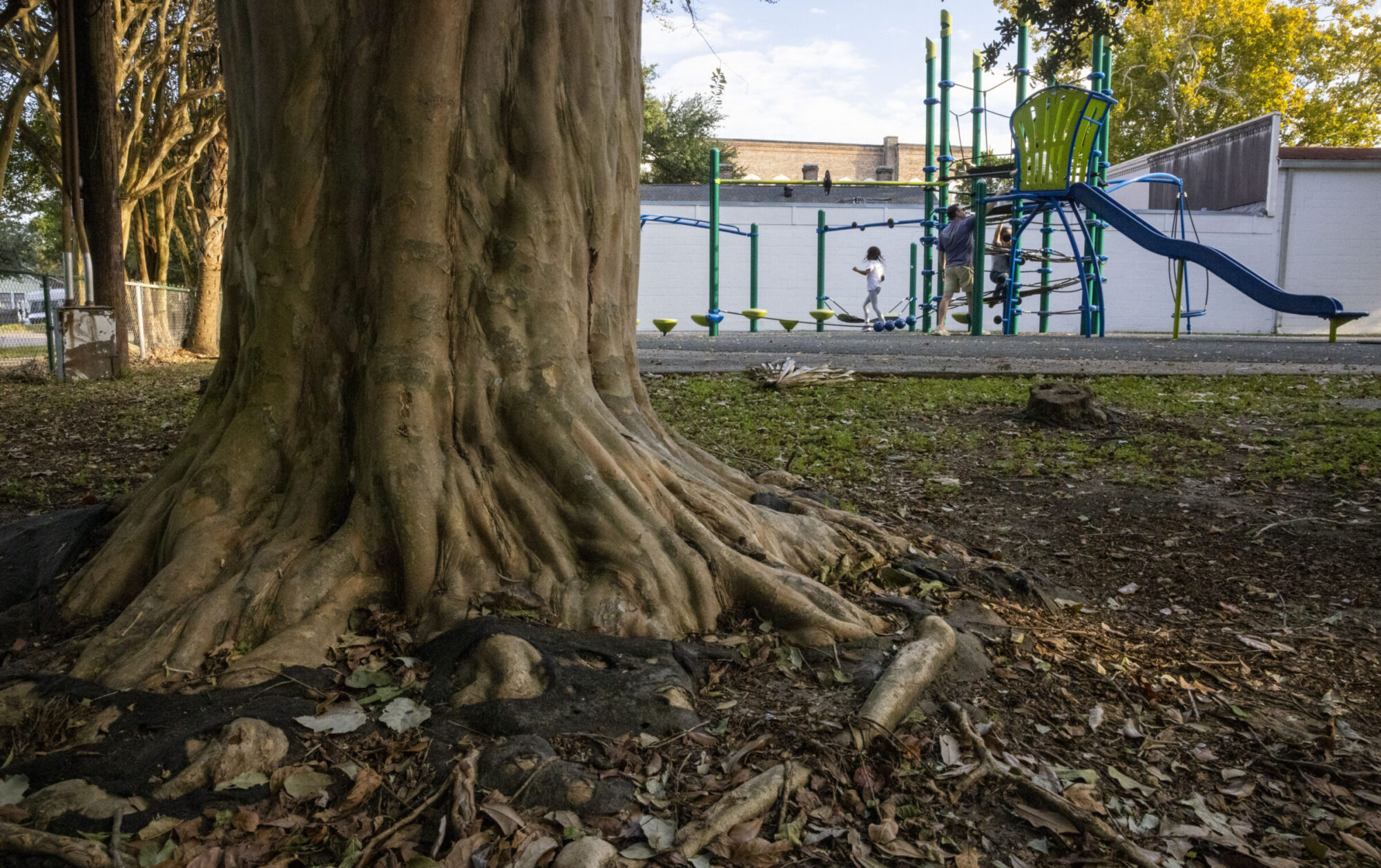 Children play on a playground