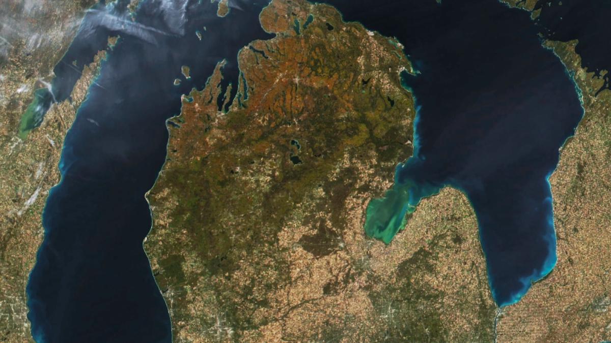 Satellite view of Michigan