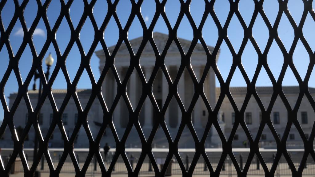 The exterior of the United States Supreme Court building.