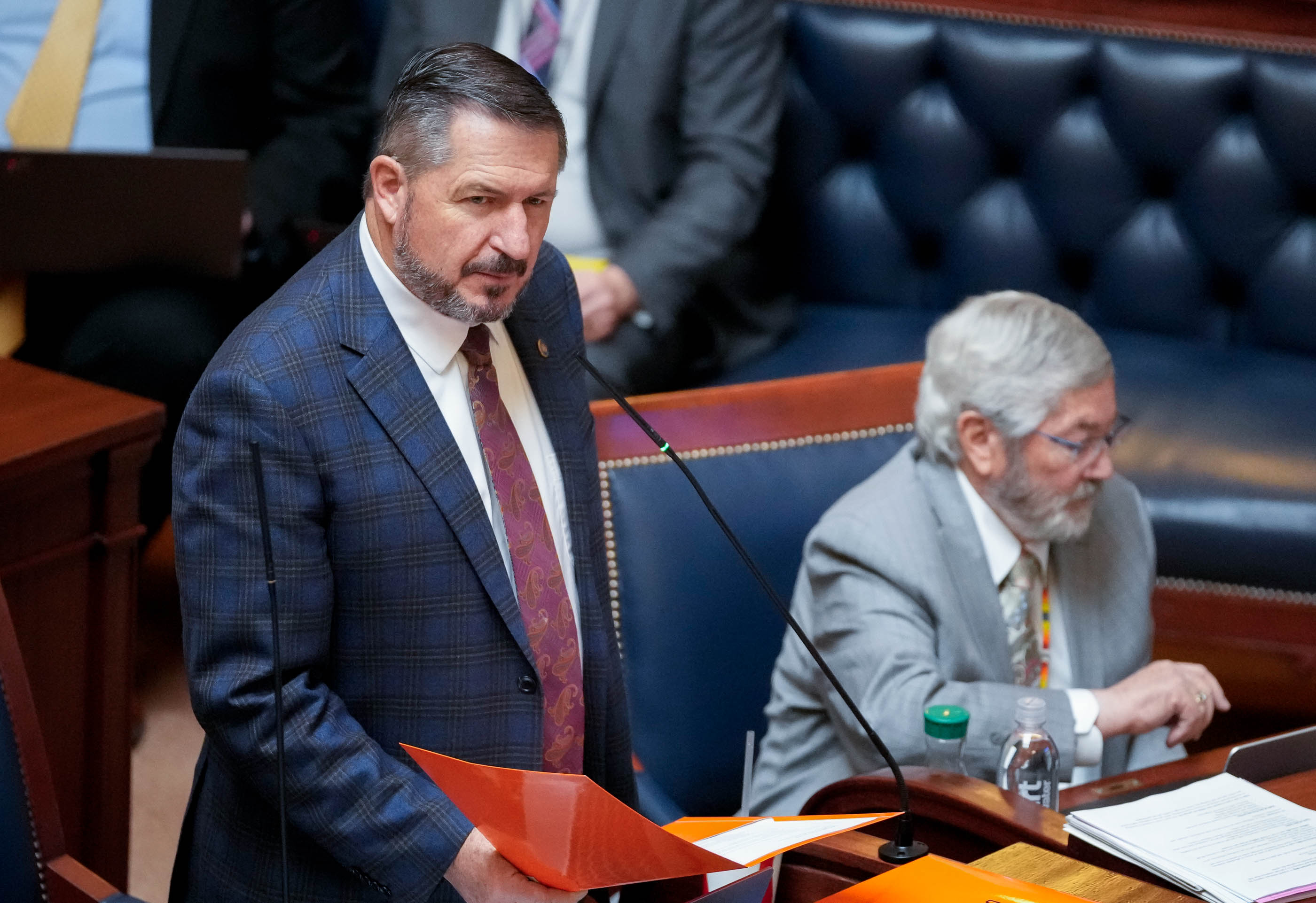 State Senator Derrin Owens speaks at the Utah Capitol.