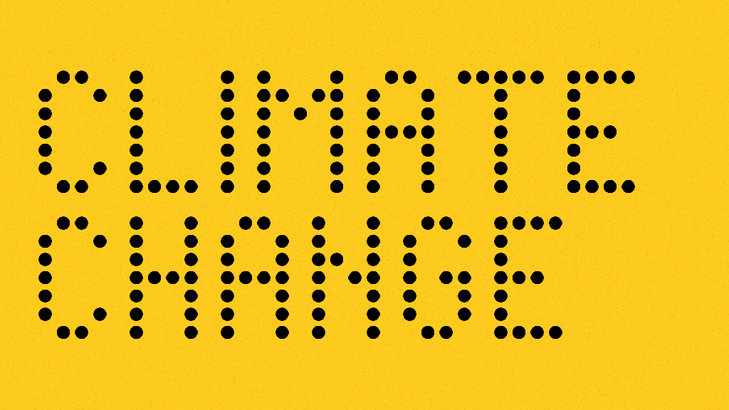 Animation of the phrase 'climate change' changing into the phrase 'extreme weather'