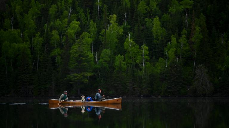 Canoers paddle through the Boundary Waters in northern Minnesota.