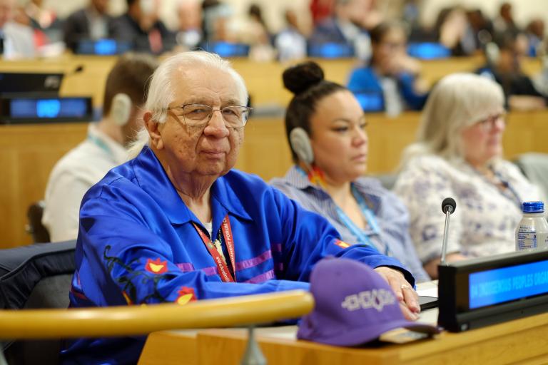 Kenneth Deer, a member of the Mohawk Nation of Kahnawà:ke, at the UN.