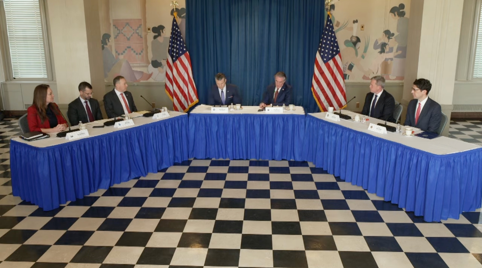 The Endangered Species Committee, or "God Squad", meets in Washington, D.C., to discuss the Gulf of Mexico. Federal officials present included the Secretaries of Agriculture, Defense, and the Interior, and the head of the Environmental Protection Agency.