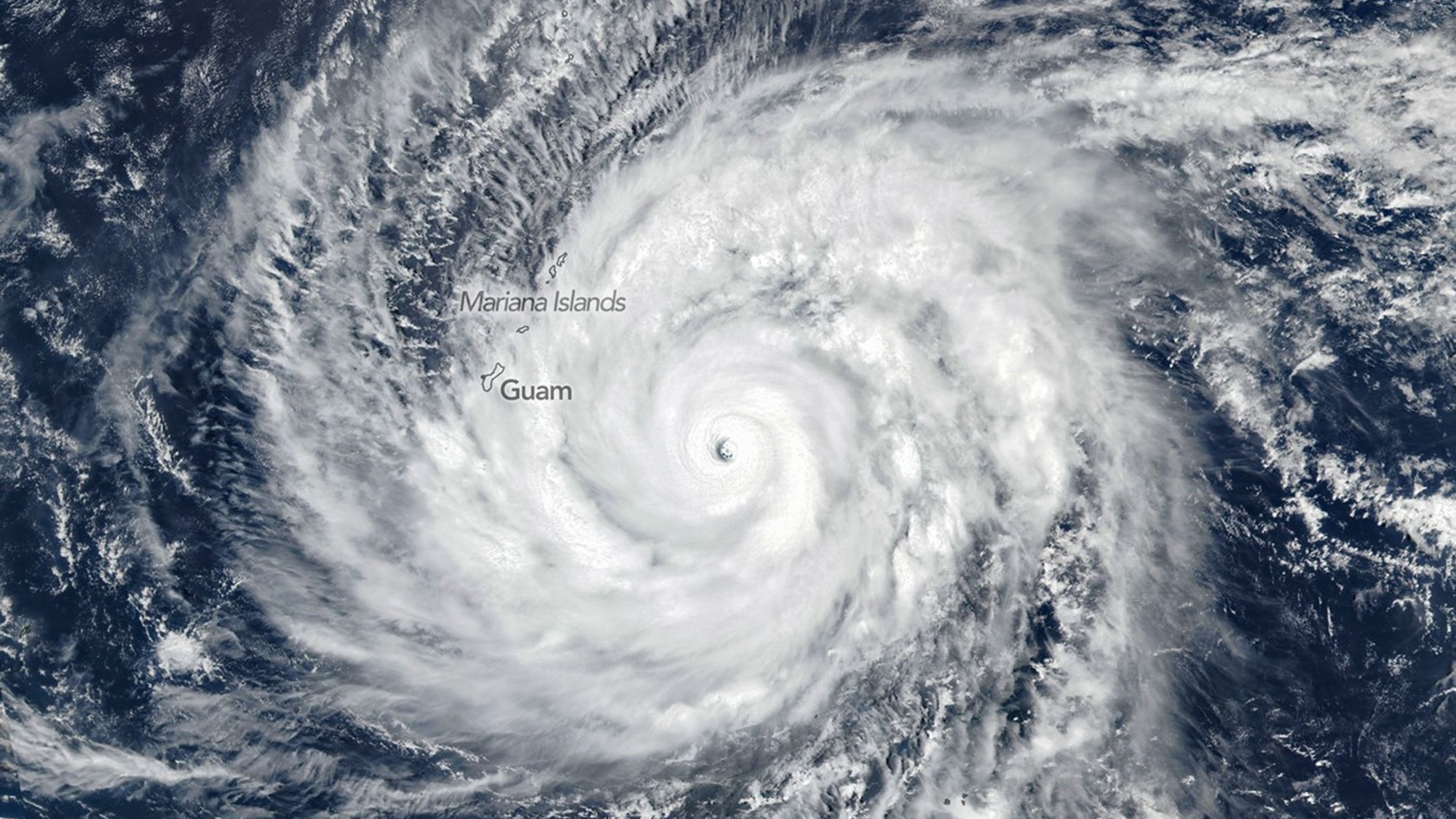 Super Typhoon Sinlaku spins over the North Pacific Ocean in this image acquired on April 13.