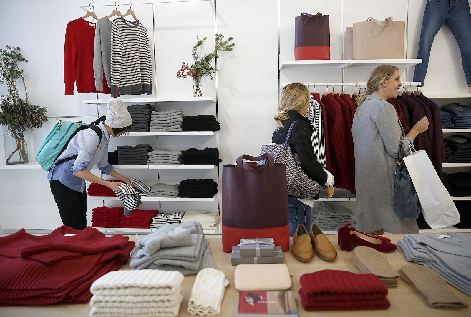 Women browse the clothes at Everlane's store in San Francisco.