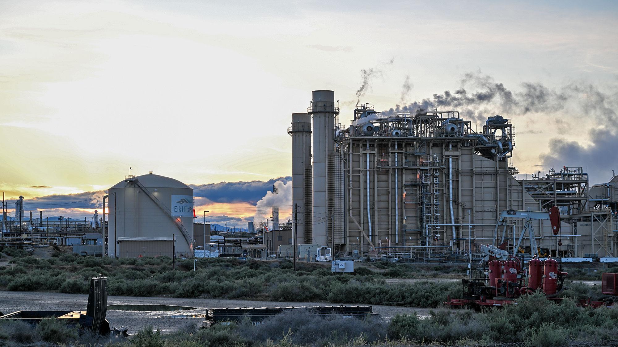 a power plant is seen in an oilfield in Kern County, California