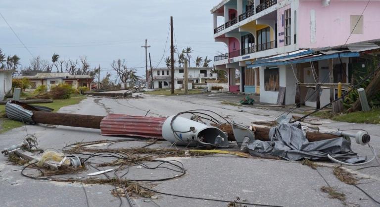 A fallen telephone pole after Super Typhoon Bavi on Rota.
