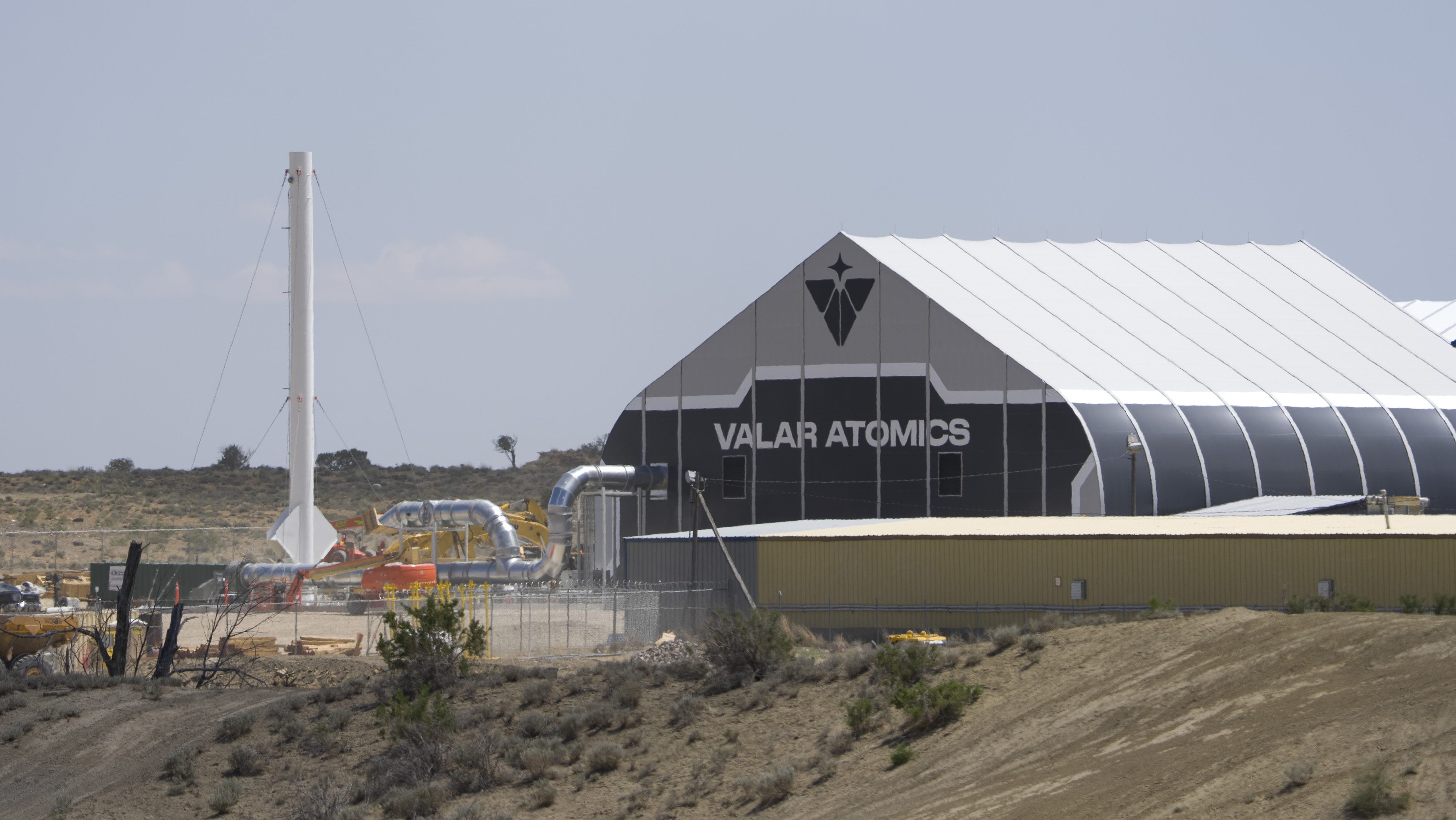 A building with the words Valar Atomics