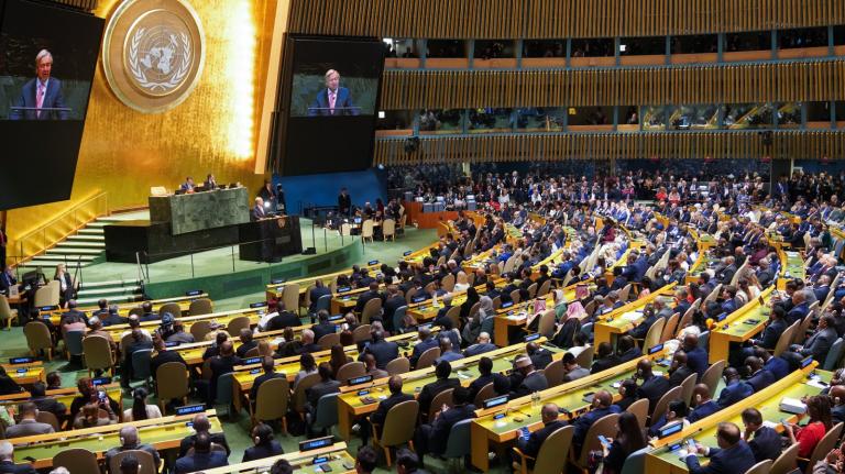 United Nations secretary general Antonio Guterres speaks at the U.N. General Assembly in New York on September 22, 2026.