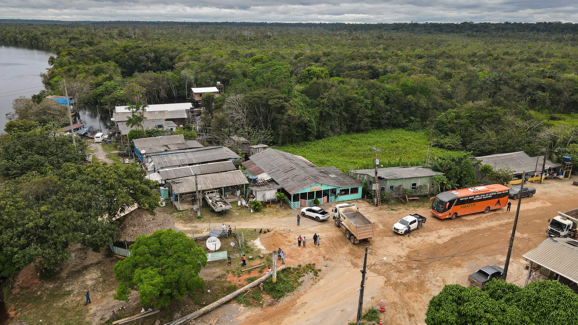 Iguapó-Açu as seen in an aerial view of the small Amazonian town