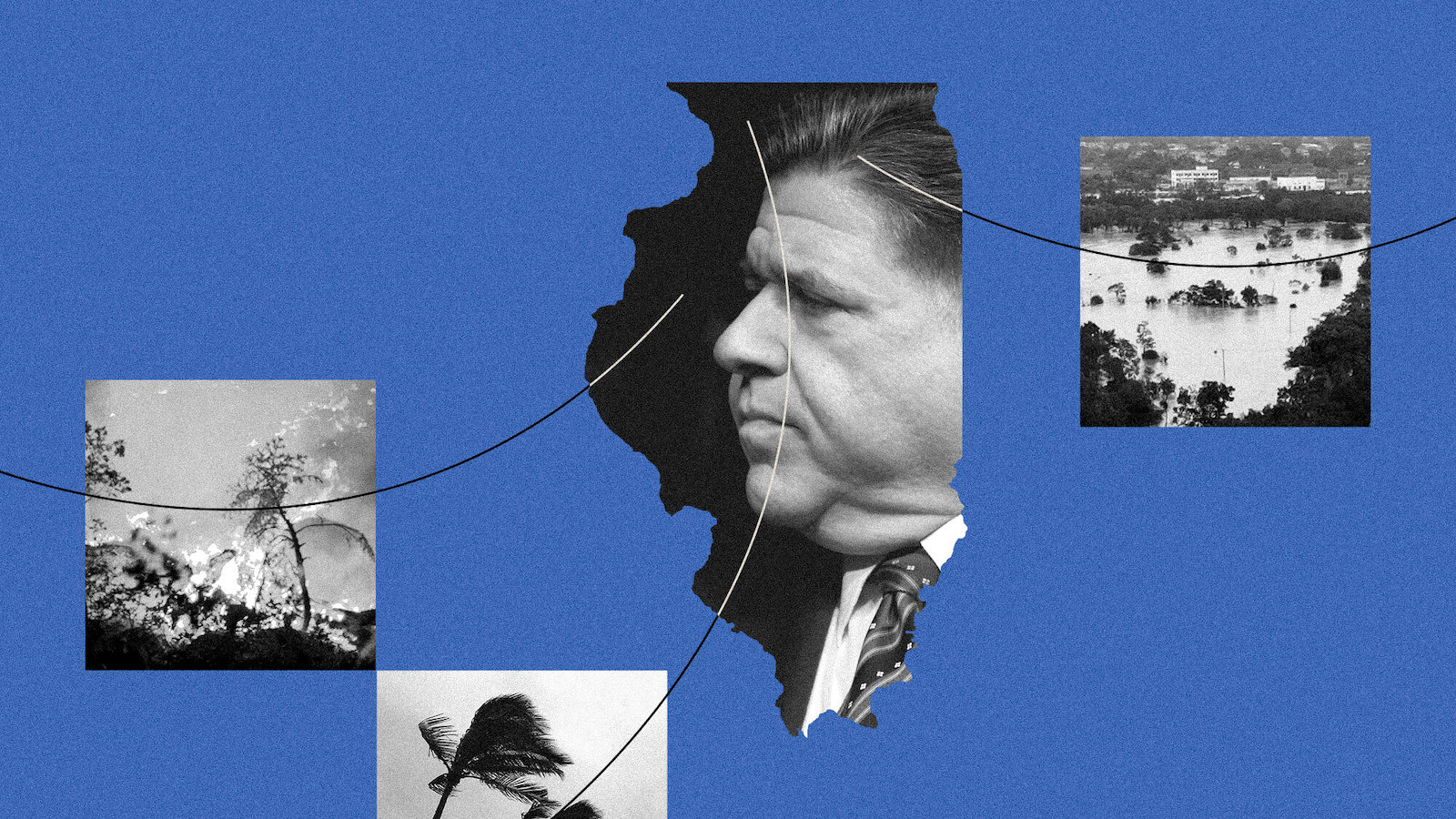 Illinois Governor JB Pritzker overlaid the shape of Illinois