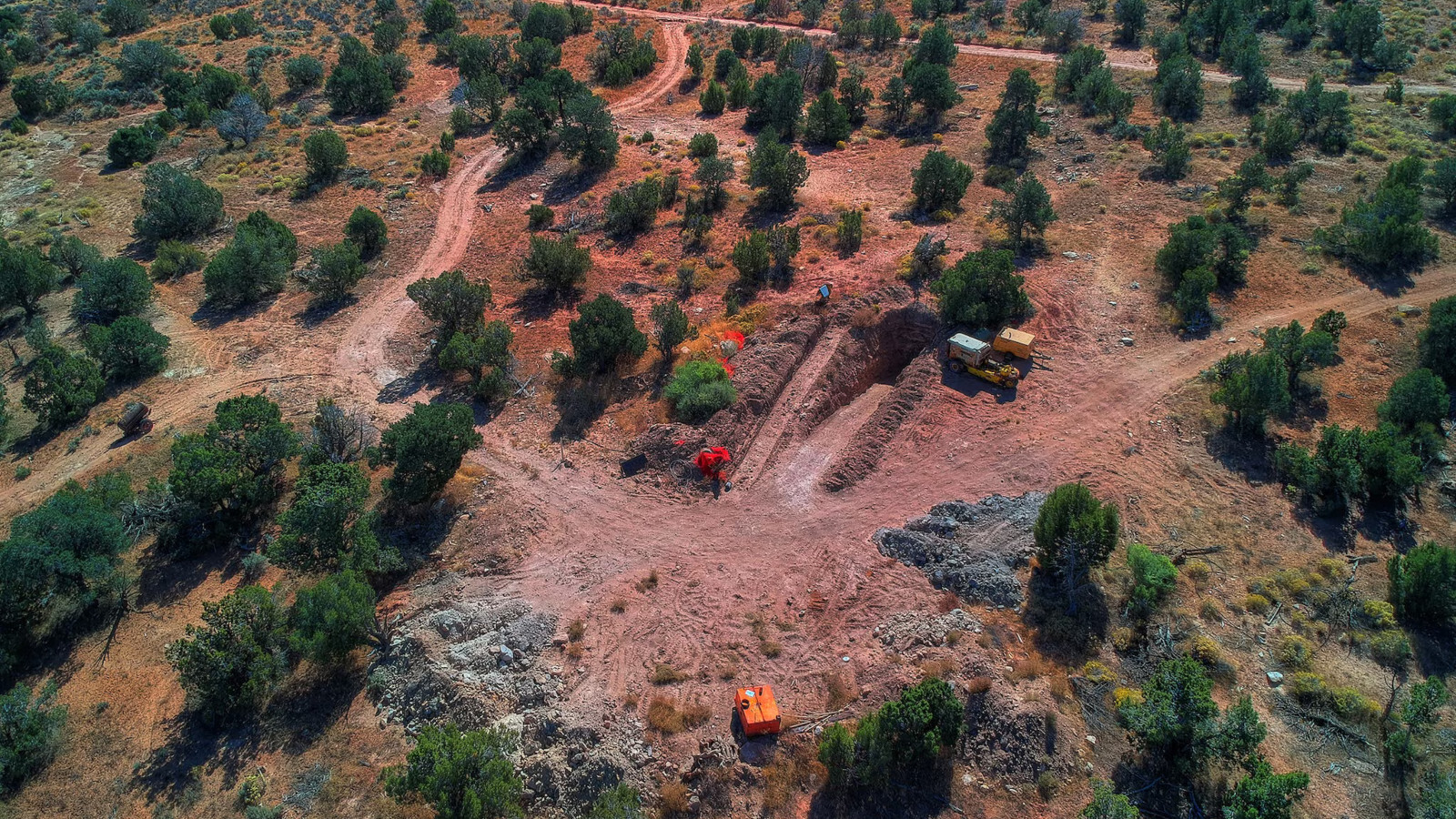 the view from high above a mine shaft on land that was part of Bears Ears National Monument
