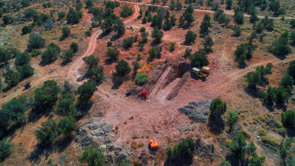 the view from high above a mine shaft on land that was part of Bears Ears National Monument