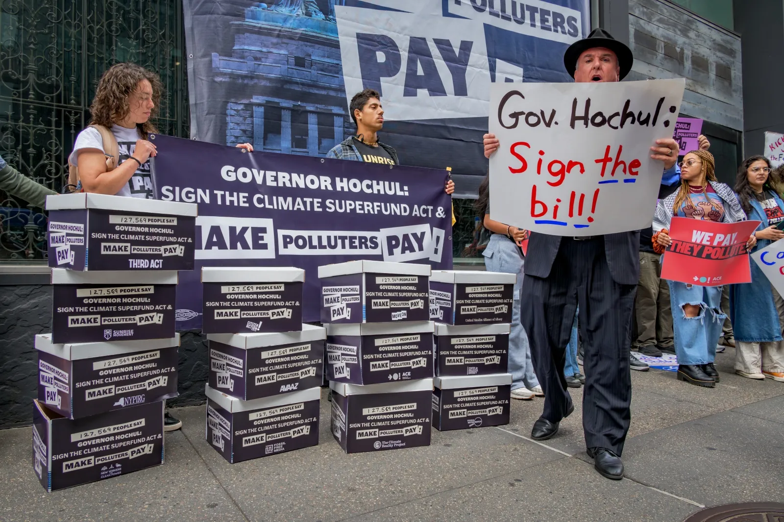 Climate activists with petitions