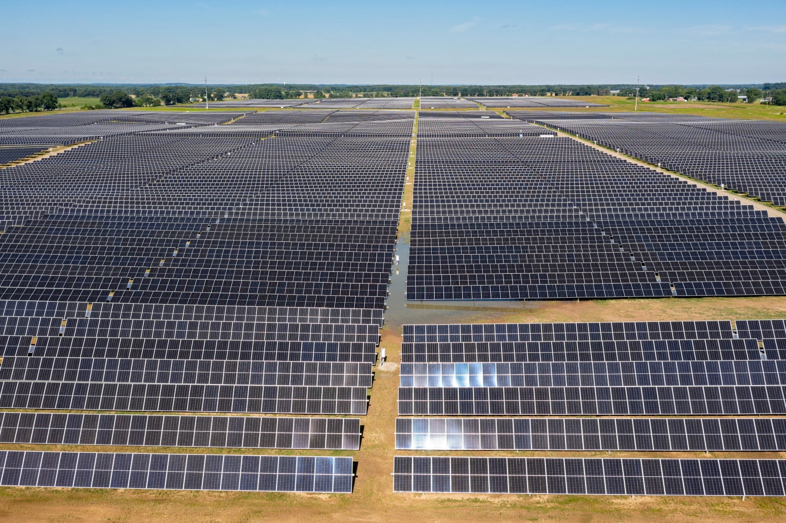 The Cereal City Solar project, a 100-megawatt solar farm in Marshall, Michigan. The state legislature passed a law in 2023 giving the state government more jurisdiction over solar siting.