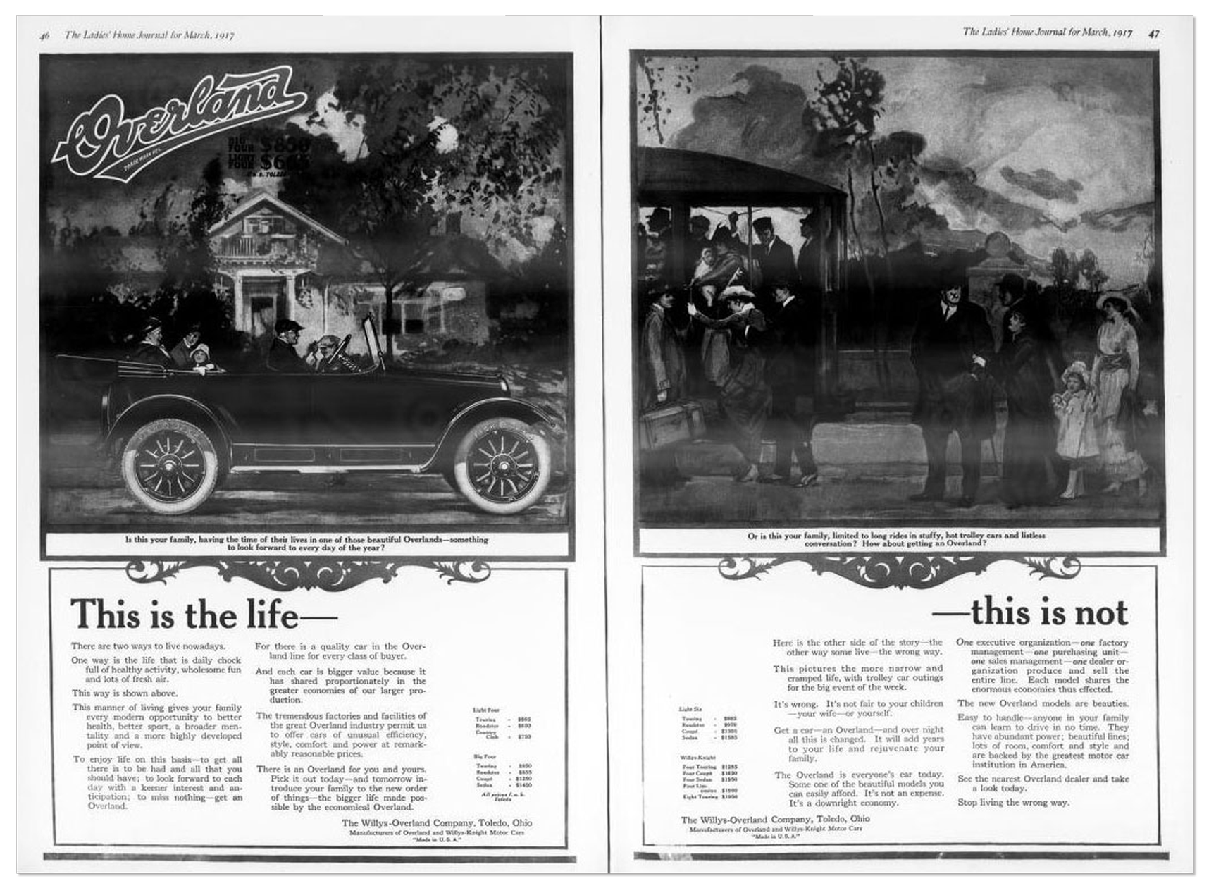 Ad comparing driving in a car versus riding a trolley