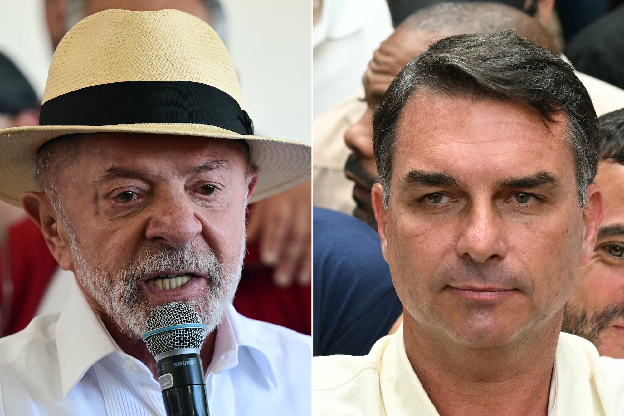 two images side by side of President Lula and Senator Bolsonaro campaigning for the 2026 Brazilian Presidential Race